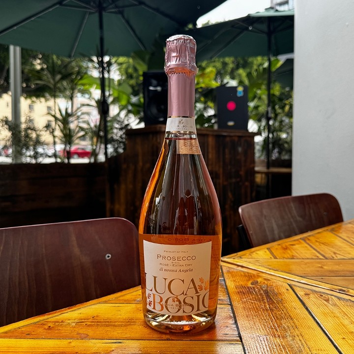 Luca Bosio Prosecco Rosé Extra-Dry, 750 mL Sparkling Rose Wine Bottle (11% ABV)
