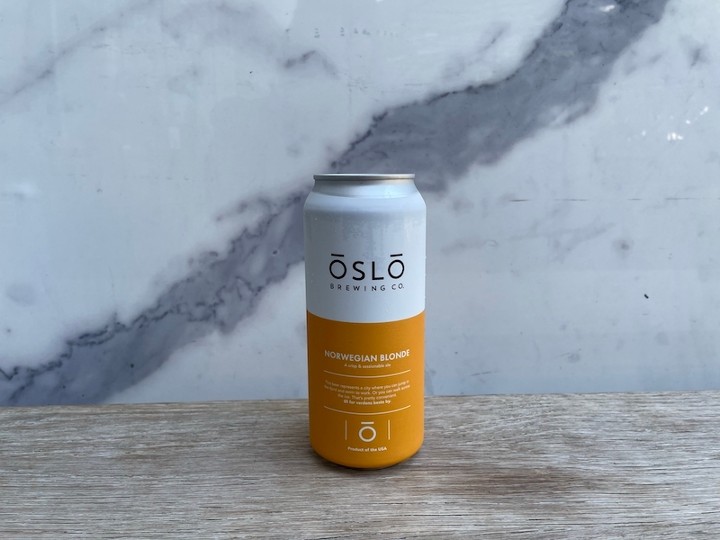Oslo Norwegian Blonde, 16 oz Beer Can (4.7% ABV)