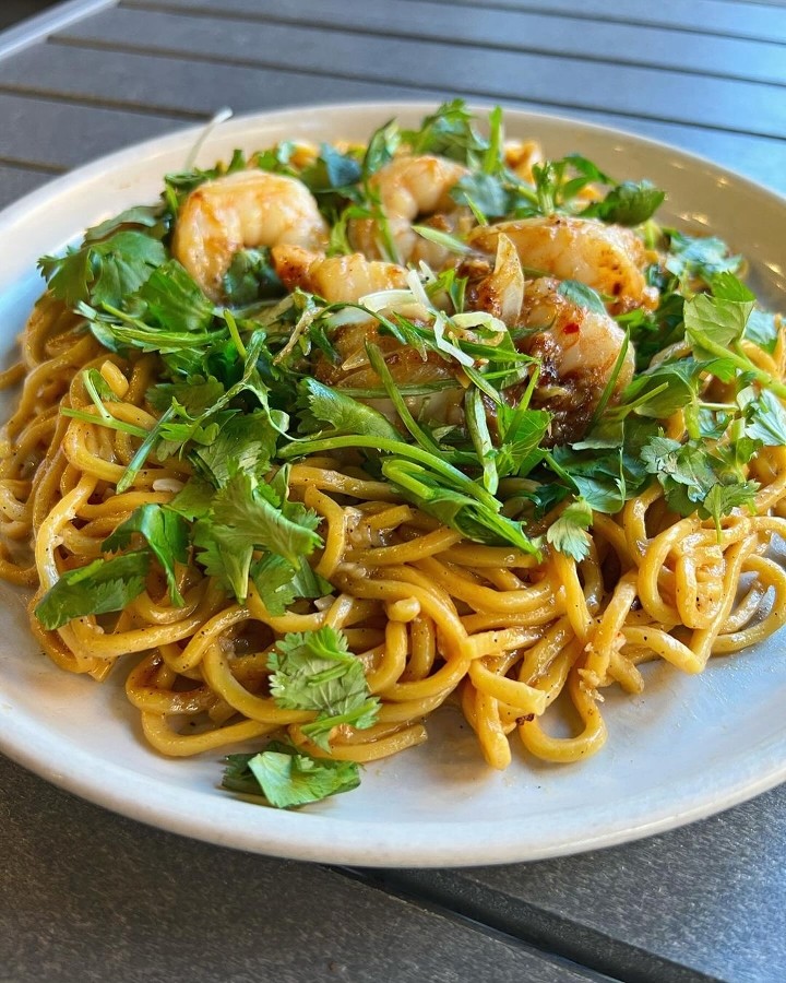 Honey-Ginger Sesame Shrimp Garlic Noodles