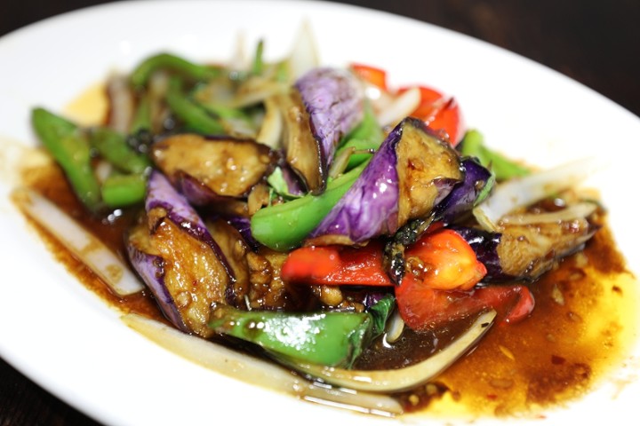 Eggplant with Basil Leaves