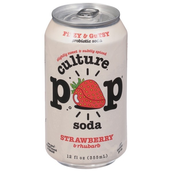 Culture Pop Soda - Strawberry Rhubarb 12 oz can