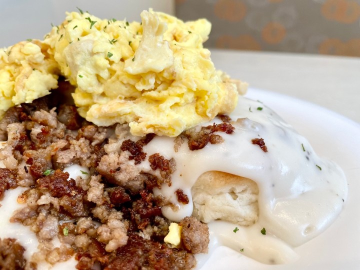 SAUSAGE GRAVY BISCUITS & EGGS