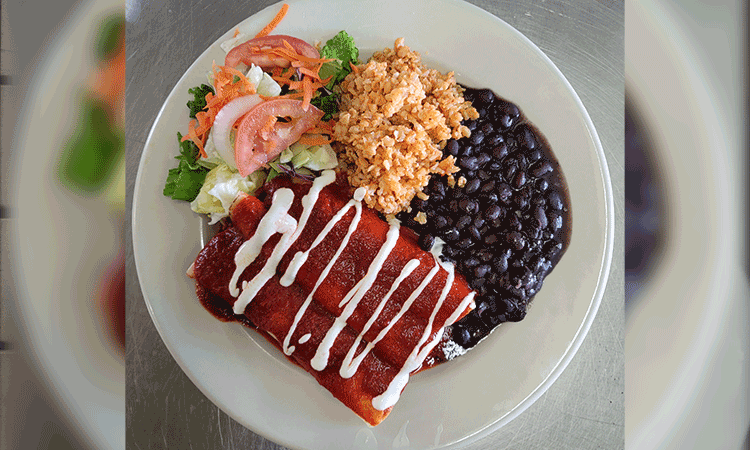 Enchiladas Nortenas Plate. Vegan