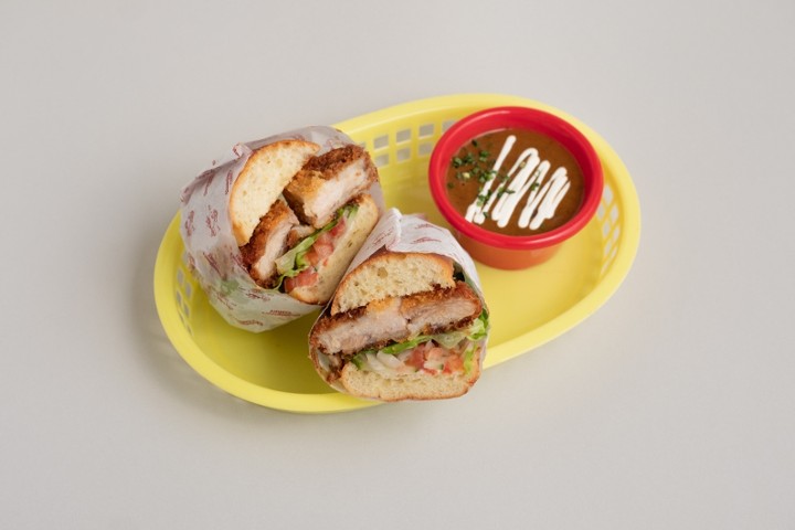 Chicken Katsu Mustard Mayo Sandwich - Curry Dip