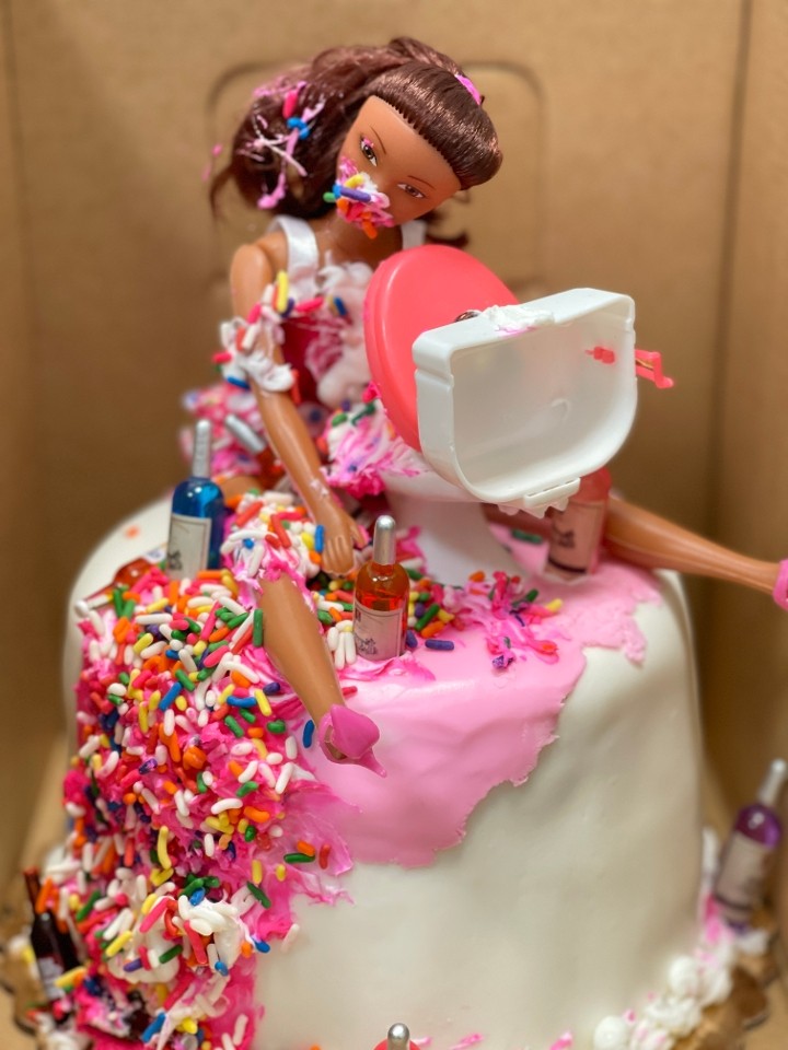 Cute Blonde Hair Birthday Party Barbie Doll with Birthday Cake · Creative  Fabrica