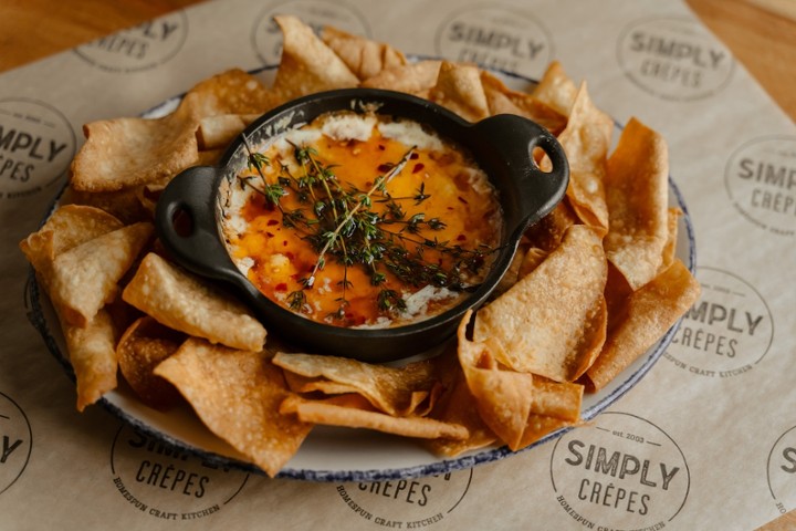 Baked Ricotta with Crepe Chips