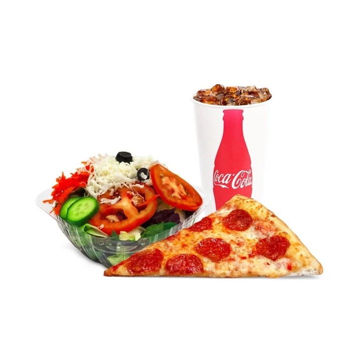 One Pizza Slice, Salad & Soda