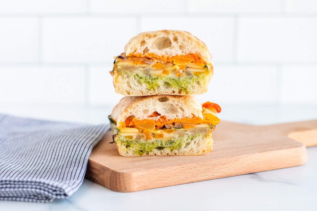 Roasted Veggie & Motz Sandwich