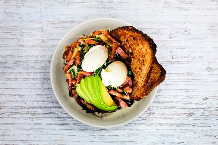 Poached Eggs over Kale