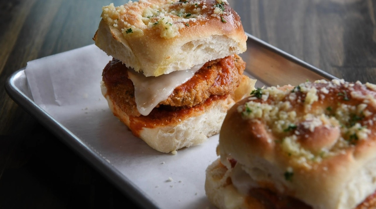 4 Garlic Knot Chicken Parm Sliders