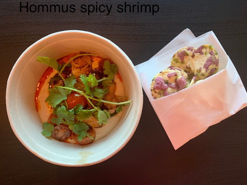 HOMMUS WITH SPICY SHRIMP FOR 5