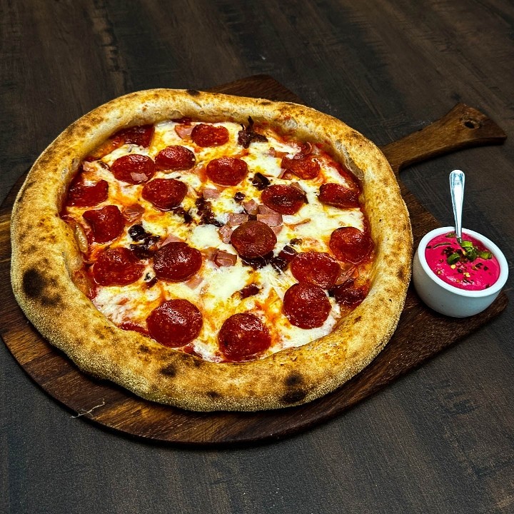 Meat Lovers: Mozzarella, Pepperoni, Bacon, Ham