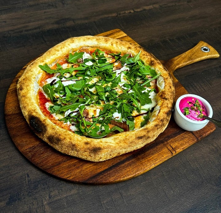 Prosciutto: Mozzarella, Arugula, Balsamic Glazed , Burratta