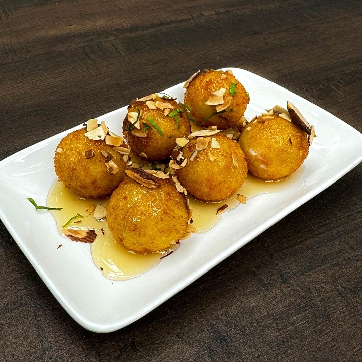 Goat Cheese Croquettes, Honey Toasted Almonds & Parsley