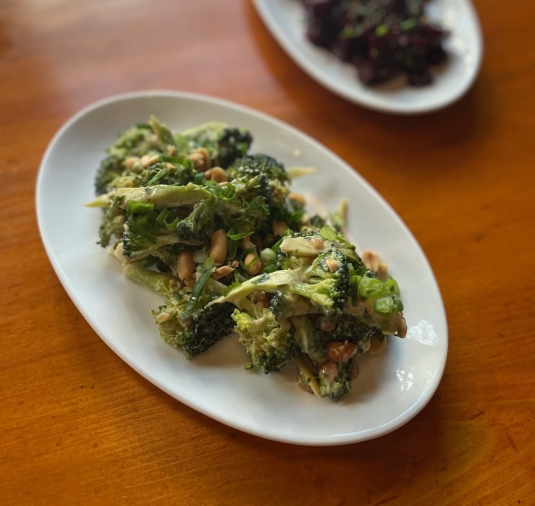 Tahini-lime broccoli with peanuts