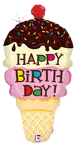 HAPPY BIRTHDAY ICE CREAM CONE JUMBO BALLOON #105