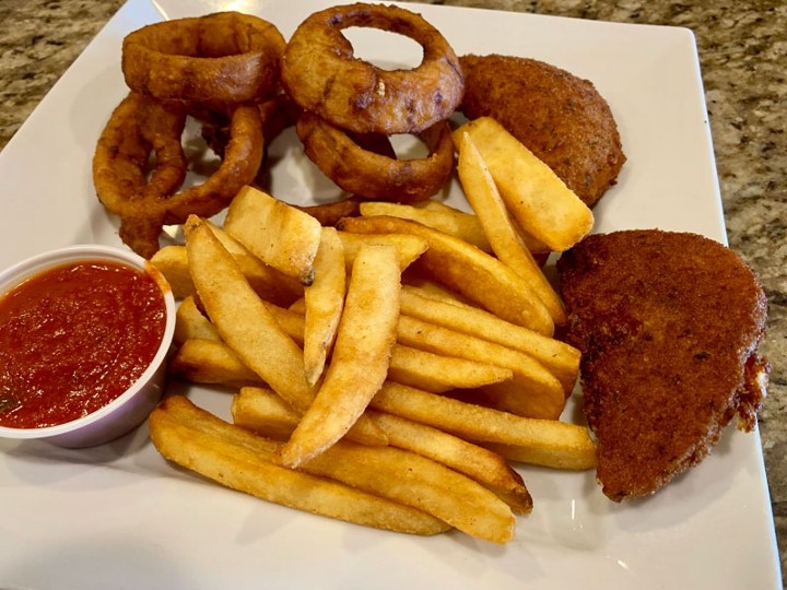 Rings, Fries & Mozzarella Sticks