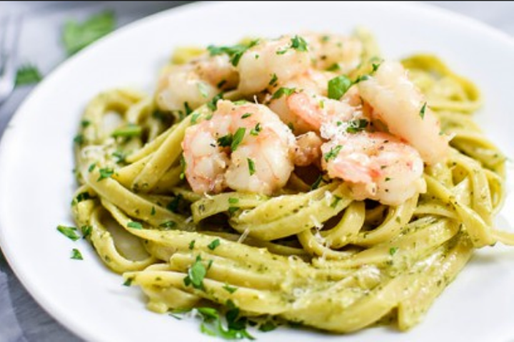 Shrimp Pesto Fettuccine