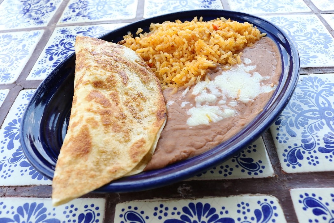 Quesadilla, Rice, and Beans