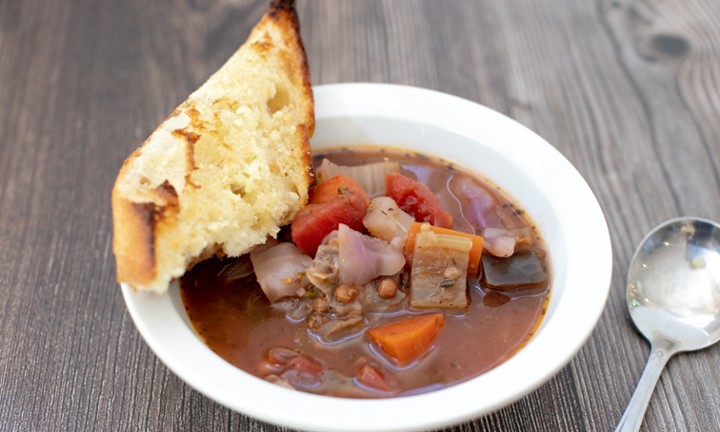 Cup of Vegetable Soup (GF) & Garlic Bread