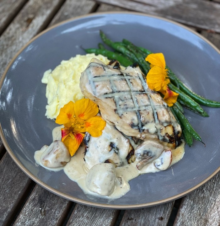 Smothered Chicken with Bourbon Mushroom Sauce