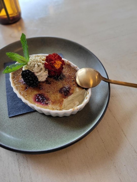 Matcha-Blackberry Crème Brûlée