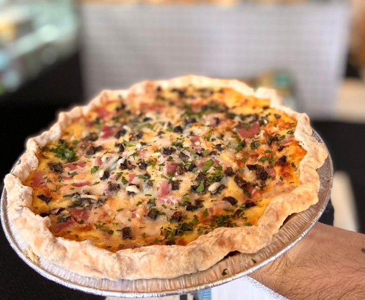 Whole Quiche: Ham, Gruyere & Portobella Mushroom