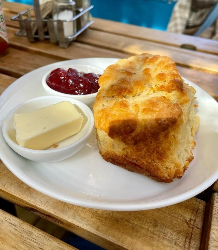 Biscuit with Butter and Lingonberry Preserves