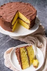 1/2 cake yellow cake w/ chocolate icing