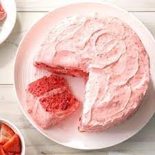 1/2 cake strawberry cake w/ strawberry icing
