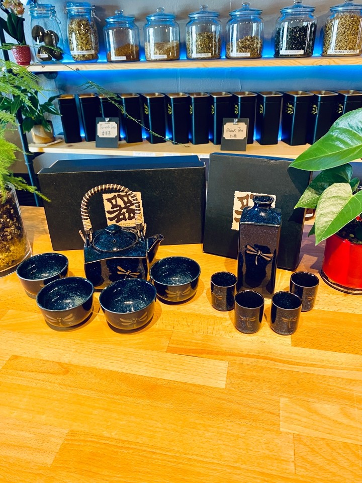 Blue Dragonfly tea & sake set