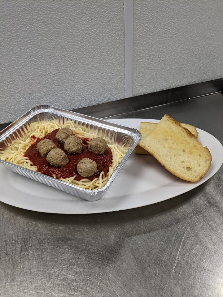 Spaghetti w/ Meatballs & 1/2 Garlic Bread