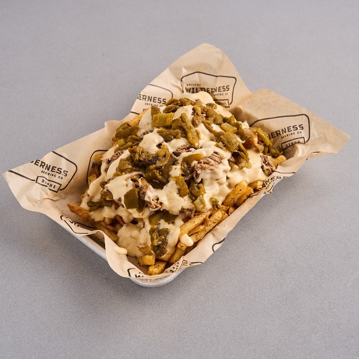 Green Chili Pulled Pork Fries