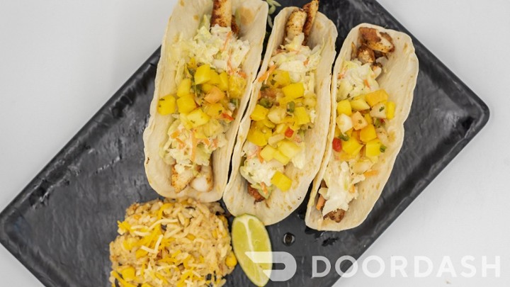 Caribbean Blackened Walleye Tacos