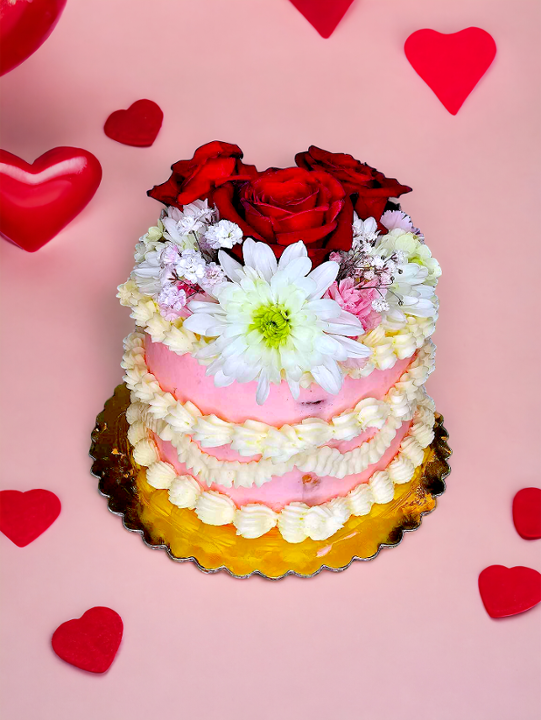 Vday floral heart cake