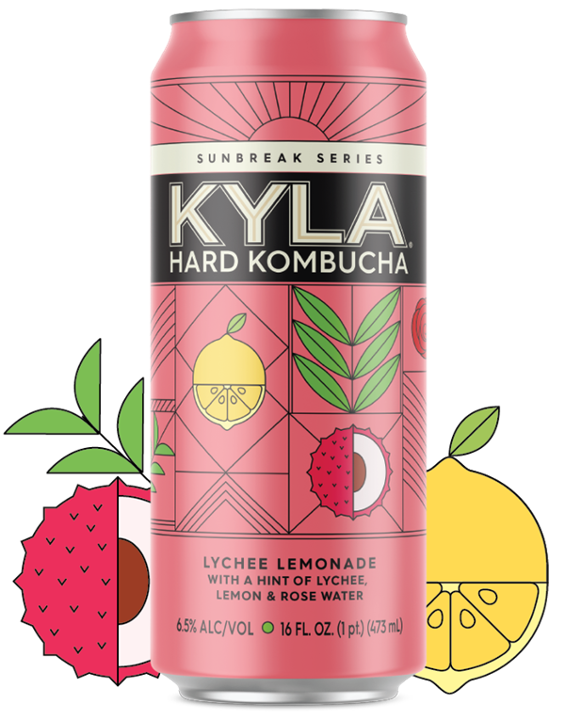 Kyla Sunbreak Lychee Lemonade Kombucha 16oz CAN