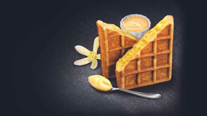 Custard cream filled waffles