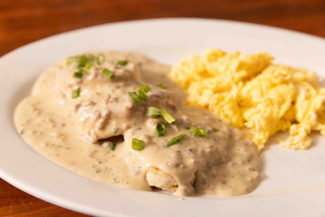 Biscuits & Gravy with Two Eggs