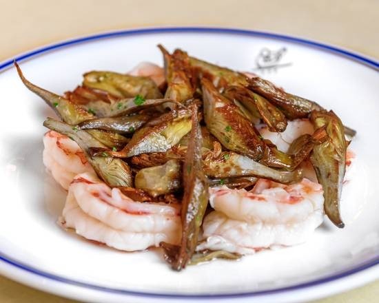 Steamed Austral Red Prawns with Baby Artichokes