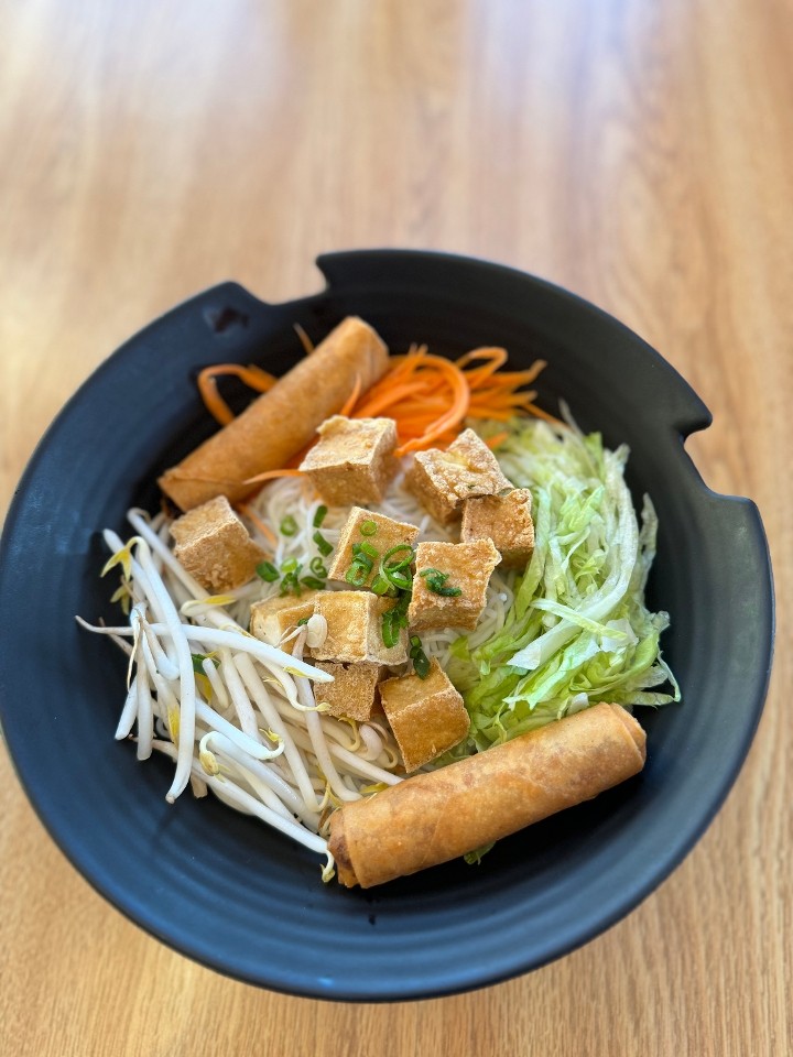Crispy Tofu with Crispy Spring Rolls (Vegetarian)