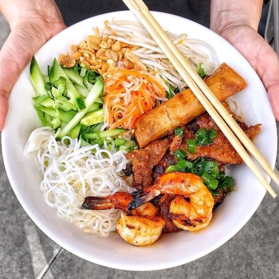 Grilled Combo. Shrimp & Beef with Crispy Spring Rolls