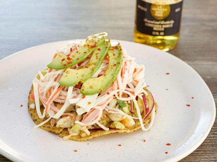 Tostada De Ceviche De Camaron con Jaiba