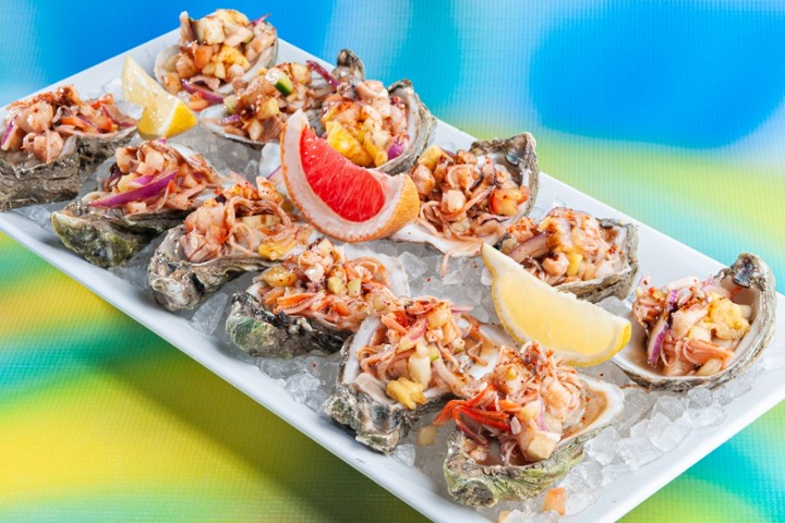1/2 Oysters Sinaloa With Shrimp & Fish Ceviche