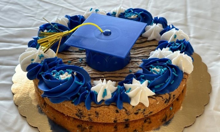 Grad Cookie Cake - Blue & White