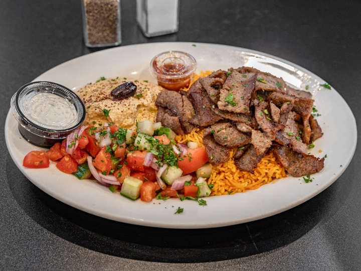 Classic Gyro Meat w/ Rice, Hummus & Chop Salad Special Bowl