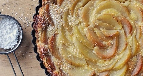 Cider-Poached Pear & Almond Tart