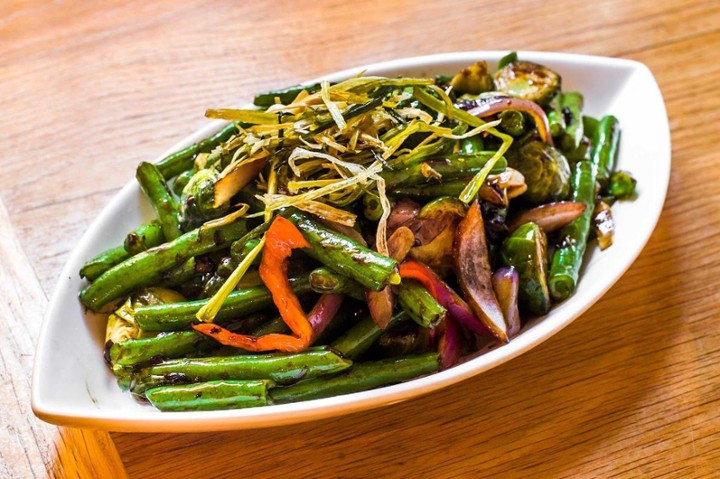 Wok-Fried String Beans & Brussel Sprouts