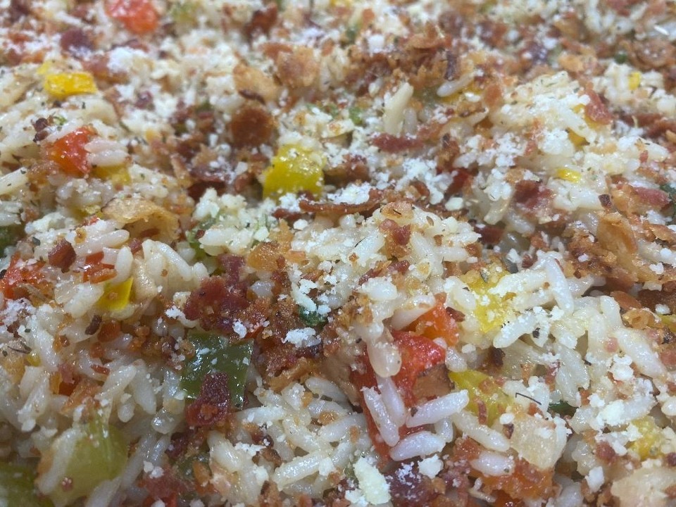Rice w/ Bacon Peppers & Onions - Catering