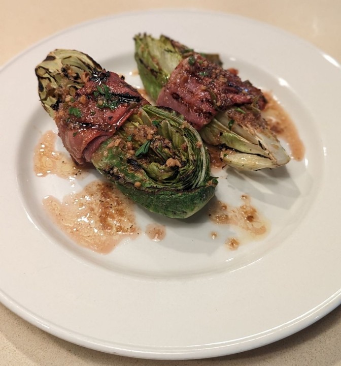 Grilled hearts of romaine