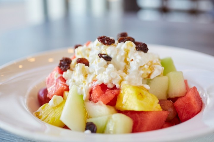Fresh Cut Fruits And Cottage Cheese